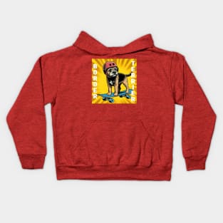 Border Terrier on a skateboard Kids Hoodie